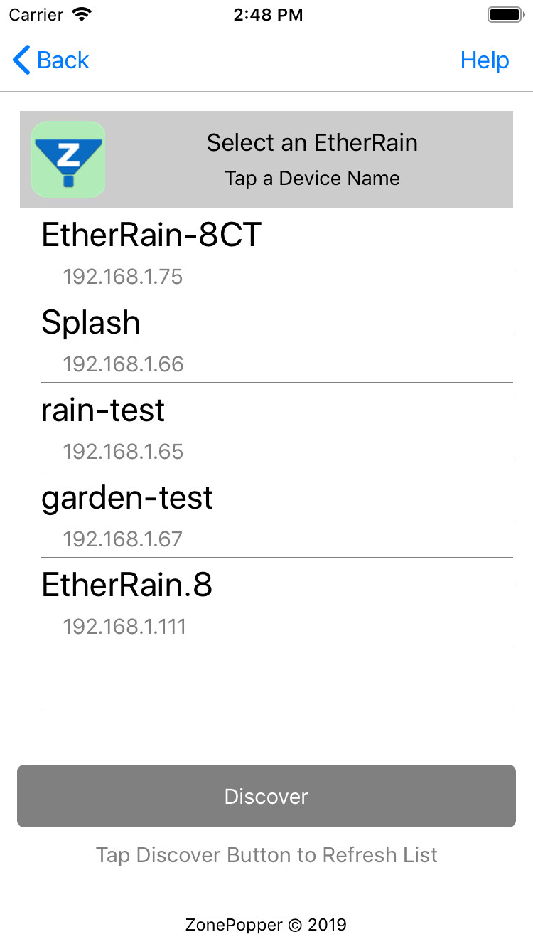 EtherRain iPhone iOS App Ethernet Sprinkler Controller