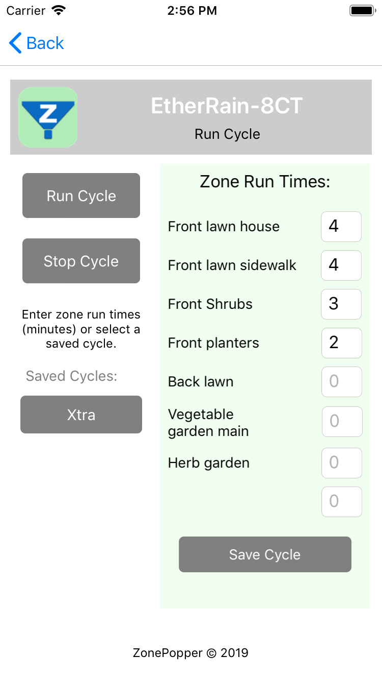 EtherRain iPhone Functions Ethernet Sprinkler Controller